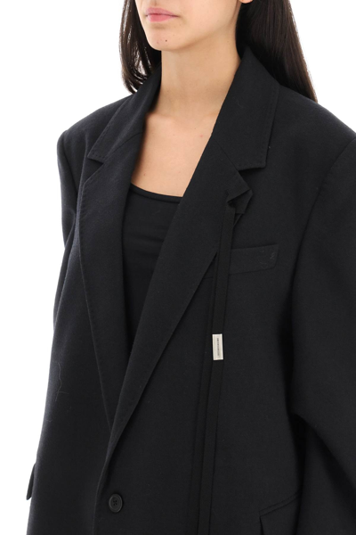 Shop Ann Demeulemeester 'agnete' Virgin Wool Slouchy Jacket In Black