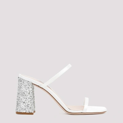 Shop Miu Miu Viscose Sandals In Fj Bianco Argento