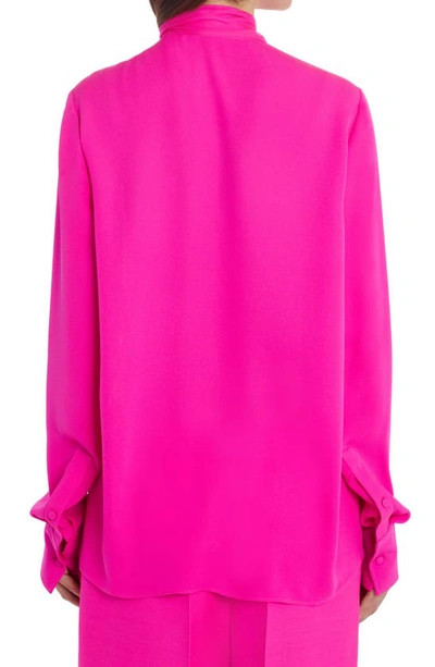 Shop Valentino Tie Neck Silk Blouse In Pink Pp Uwt