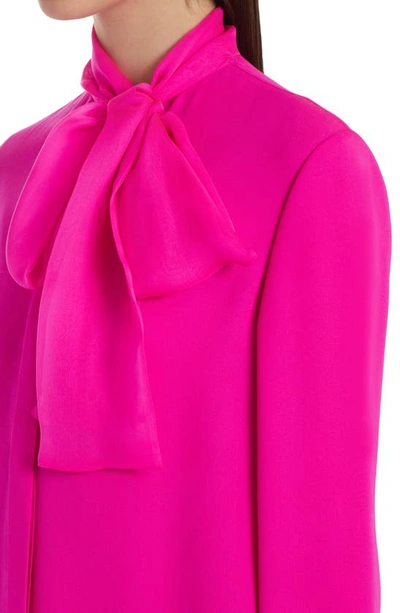 Shop Valentino Tie Neck Silk Blouse In Pink Pp Uwt