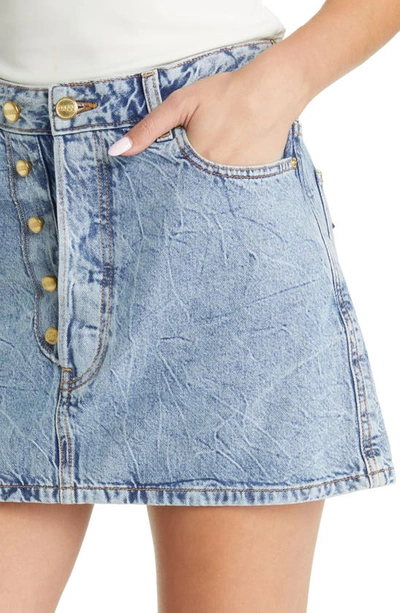 Shop Ganni Denim Miniskirt In Mid Blue Stone