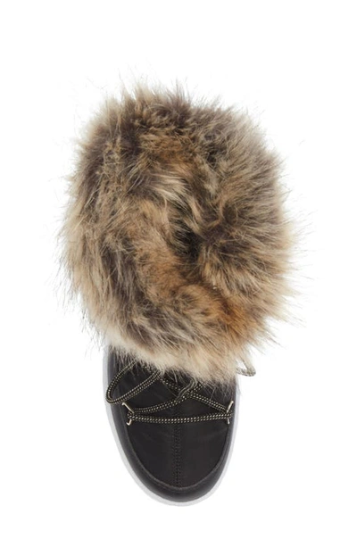 Shop Moon Boot Kids' Monaco Waterproof Faux Fur Trim Boot In Black Copper