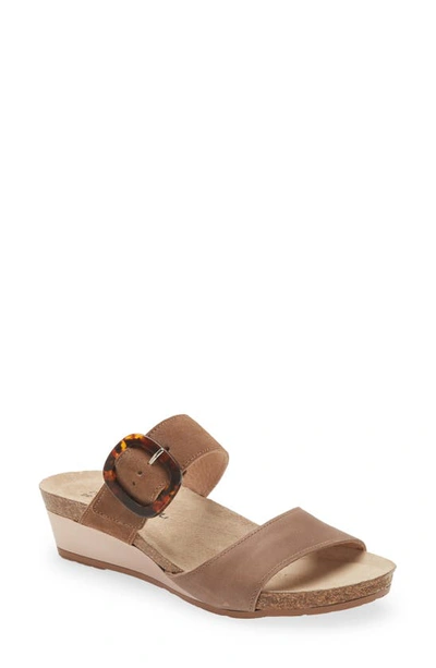 Naot Kingdom Wedge Slide Sandal In Oily Bark Nubuck/brown Suede