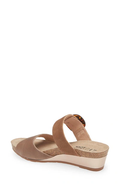 Naot Kingdom Wedge Slide Sandal In Oily Bark Nubuck/brown Suede