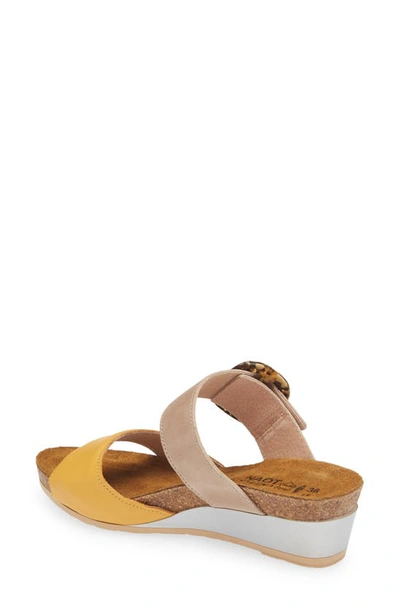 Shop Naot Kingdom Wedge Slide Sandal In Marigold/ Khaki Beige Leather