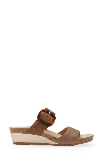 Naot Kingdom Wedge Slide Sandal In Oily Bark Nubuck/brown Suede