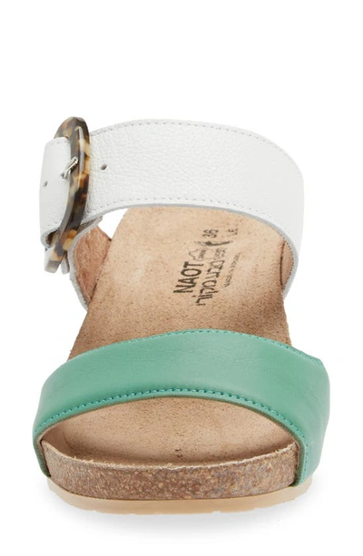 Shop Naot Kingdom Wedge Slide Sandal In Soft Jade/ Soft White Leather