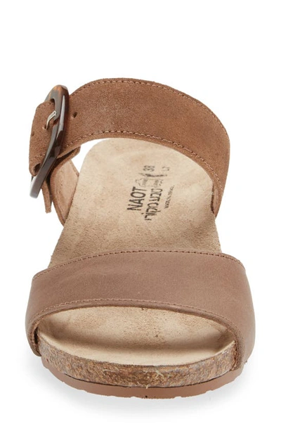 Naot Kingdom Wedge Slide Sandal In Oily Bark Nubuck/brown Suede