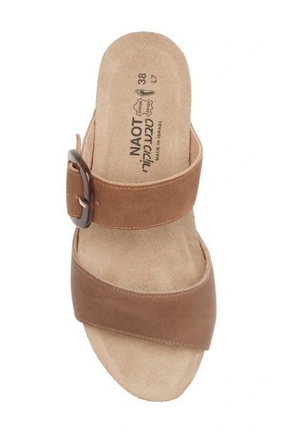 Naot Kingdom Wedge Slide Sandal In Oily Bark Nubuck/brown Suede