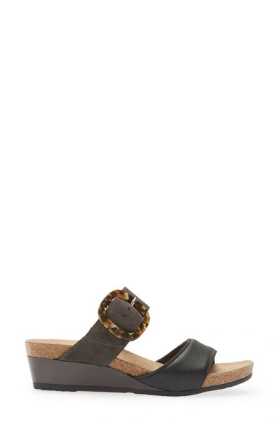 Shop Naot Kingdom Wedge Slide Sandal In Black Leather/midnight Suede