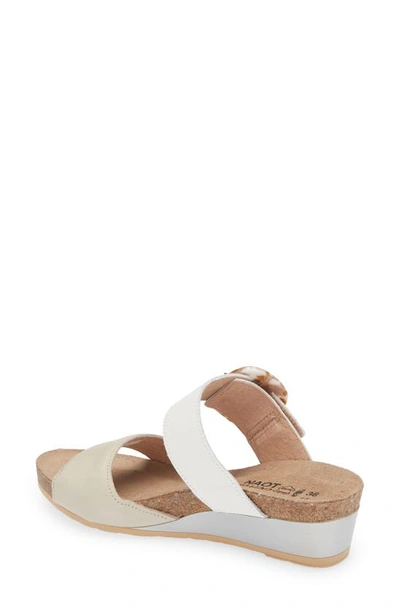 Naot Kingdom Wedge Slide Sandal In Soft Ivory/ Soft White Leather
