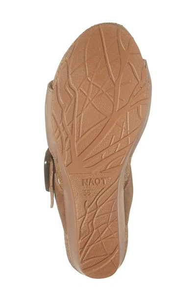Naot Kingdom Wedge Slide Sandal In Oily Bark Nubuck/brown Suede