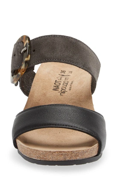 Naot Kingdom Wedge Slide Sandal In Black Leather/midnight Suede
