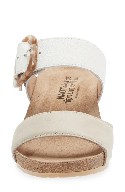 Naot Kingdom Wedge Slide Sandal In Soft Ivory/ Soft White Leather