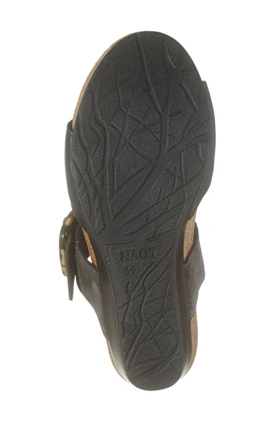 Naot Kingdom Wedge Slide Sandal In Black Leather/midnight Suede