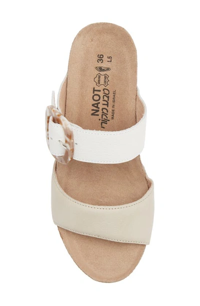 Naot Kingdom Wedge Slide Sandal In Soft Ivory/ Soft White Leather