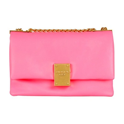 Shop Balmain Small-sized Faux Leather 1945 Soft Bag In Rose Fluo