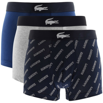 Lacoste Underwear Three Pack Trunks Navy In Navy