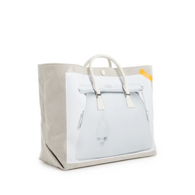 Shop Maison Margiela Printed Linen Tote Bag In Multicolour