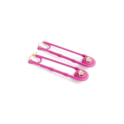Shop Versace Medusa Safety Earrings In Pink