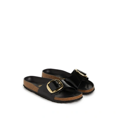 Birkenstock Statement Metallic Buckle Sandals In Black