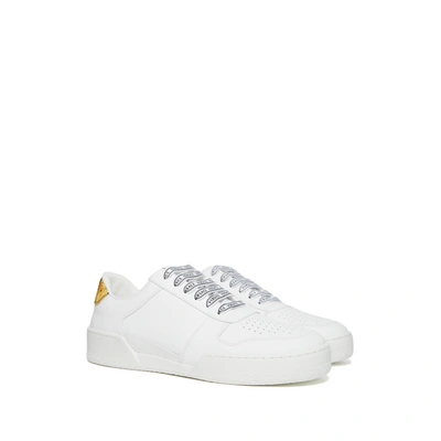 Shop Versace Ilus Leather Sneakers In White