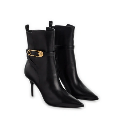 Shop Versace Safety Pin Calfskin Leather Boots In Multicolour