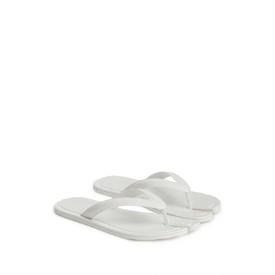 Shop Maison Margiela Tabi Leather Flip Flops In White