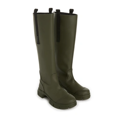 Shop Ganni Rain Boots In Green