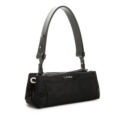 Shop Ganni Nylon Handbag In Black