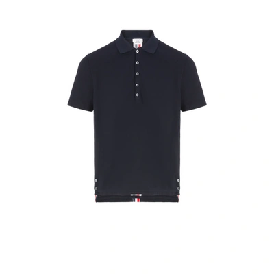 Thom Browne Cotton Polo Shirt In Blue