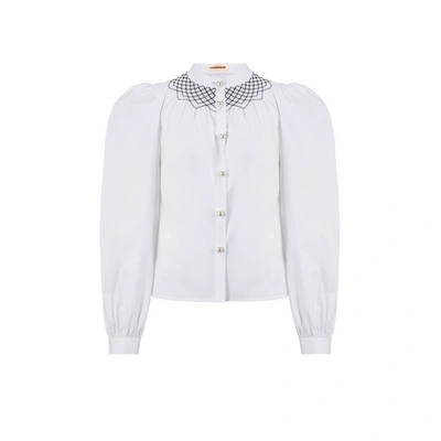 Shop Custommade Blouse With Pearl Details In White