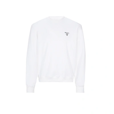 Shop Prada Cotton Logo Sweatshirt In White