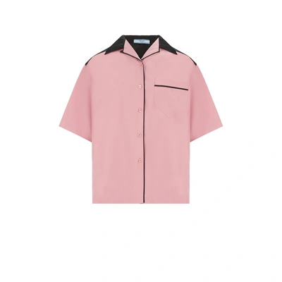 Shop Prada Fringed Cotton Shirt In Rose
