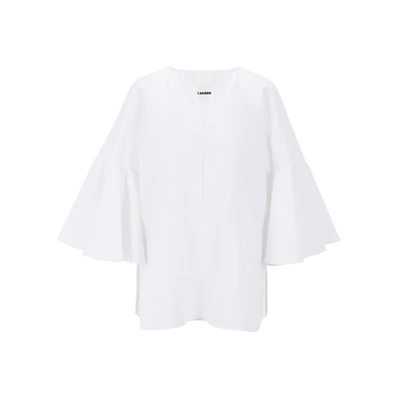 Shop Jil Sander Cotton V-neck Top In Blanc