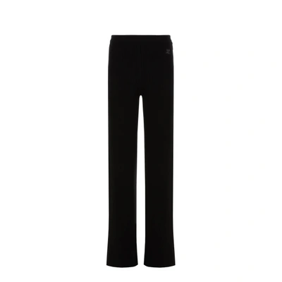 Shop Courrèges Pantalon Droit En Maille In Noir