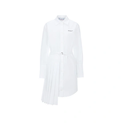 Shop Off-white Cotton Poplin Dress In White