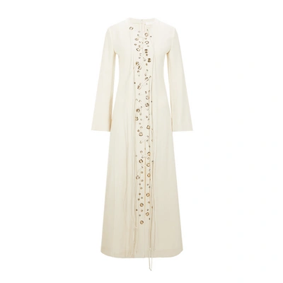 Shop Chloé Wool And Silk Laced Maxi Dress In White