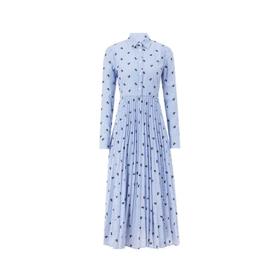 Shop Red Valentino Pleated Striped Dress In Blue