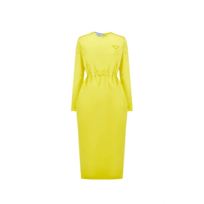 Shop Prada Silk Satin Sheath Dress In Yellow