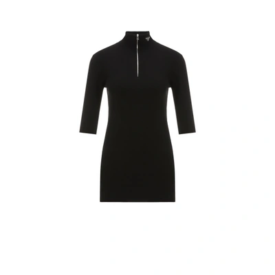 Shop Prada Knitted Mini Dress In Black