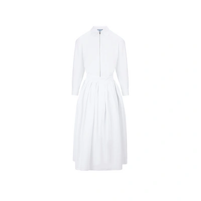 Shop Prada Stretch Cotton Poplin Dress In White