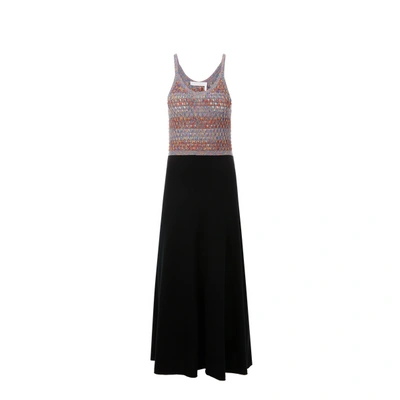 Shop Chloé Wool And Silk Maxi Dress In Black