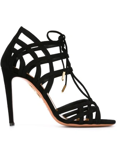 Aquazzura 'ginger' Lace-up Sandals In Black