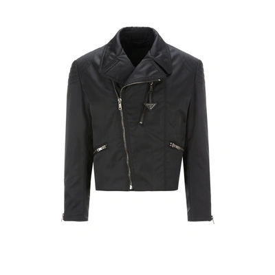 Shop Prada Nylon Biker Jacket In Black