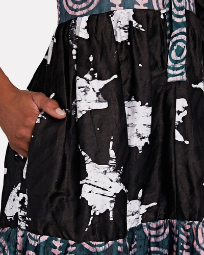 Shop Busayo Olola Printed Cotton Maxi Shirt Dress In Multi