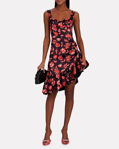 Shop Autumn Adeigbo Zoe Ruffled Floral High-low Dress In Multi