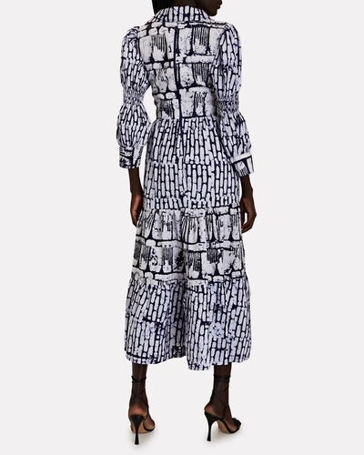 Shop Busayo Olamide Printed Cotton Midi Dress In Multi