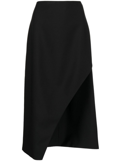 Shop Alexander Mcqueen Front-slit Knitted Skirt In Black