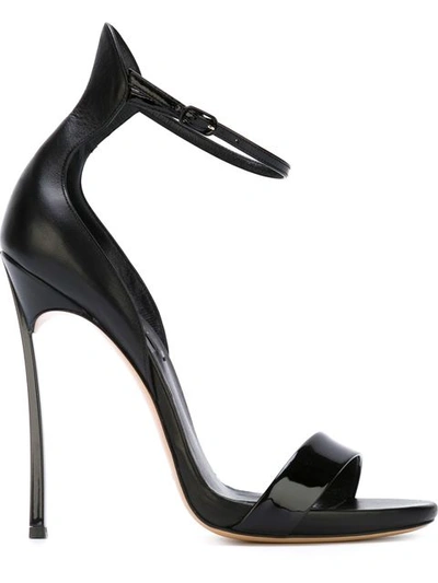 Casadei Blade Leather & Patent Sandals In Black